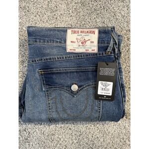 NWT True Religion Jeans Men's Billy Relaxed Bootcut SN Flap Blue Denim 36 x 33.5